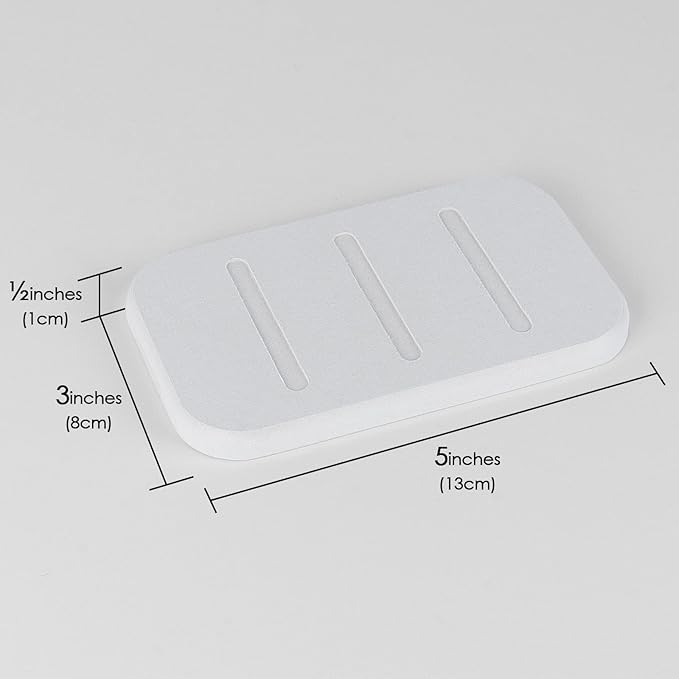 Adorila 2 Pack Diatomite Soap Dish, Absorbent Soap Bar Holder Pad for Bathroom, Self-Dry Soap Saver Container (White)