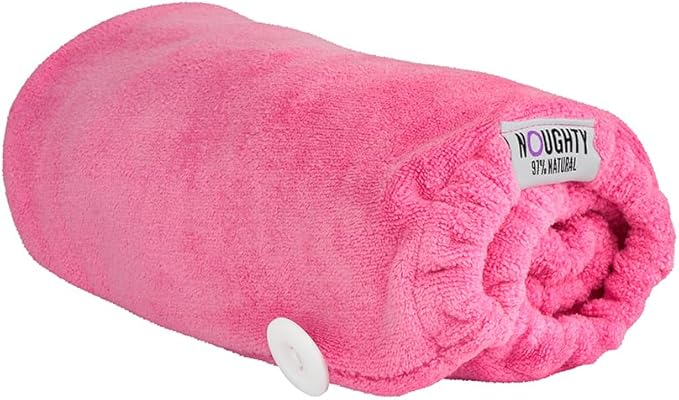 Noughty 97% Natural Microfiber Hair Towel Quickly Absorbs Moisture Quick-Dry Wrap, Reduces Breakage Combats Frizz Hot Pink