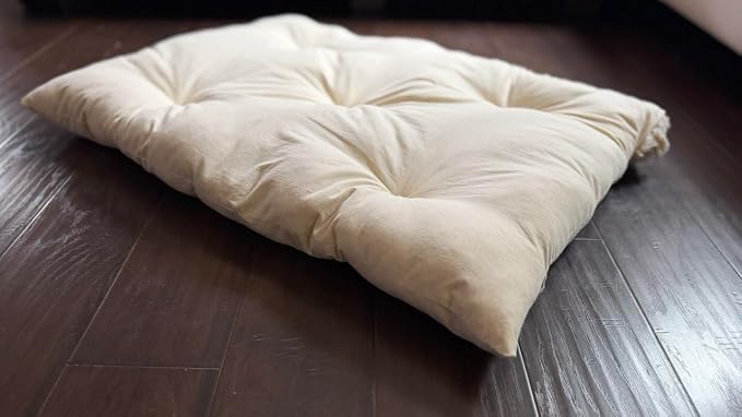 Rectangular Muslin Dog Bed Insert with Raw Cotton Filler, Natural Pet Bed Cushion Insert, Breathable Inner Pillow for Dog Bed Covers (Large 42"x29"x5")