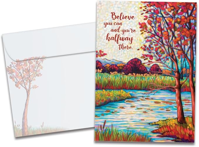 Tree-Free Greetings - Just Because Cards - Artful Designs - 1 Card + Matching Envelope - Made in USA - 100% Recycled Paper - 5"x7" - Halfway There (GO61545)