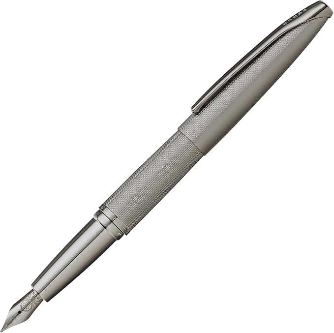 Cross ATX Sandblasted Titanium Gray Stainless Steel Fine Nib Fountain Pen - Refillable Pen for Smooth Writing - Black Ink - Comfortable Grip - Long-Lasting - Professional Office Supplies