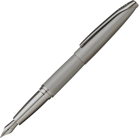 Cross ATX Sandblasted Titanium Gray Stainless Steel Fine Nib Fountain Pen - Refillable Pen for Smooth Writing - Black Ink - Comfortable Grip - Long-Lasting - Professional Office Supplies
