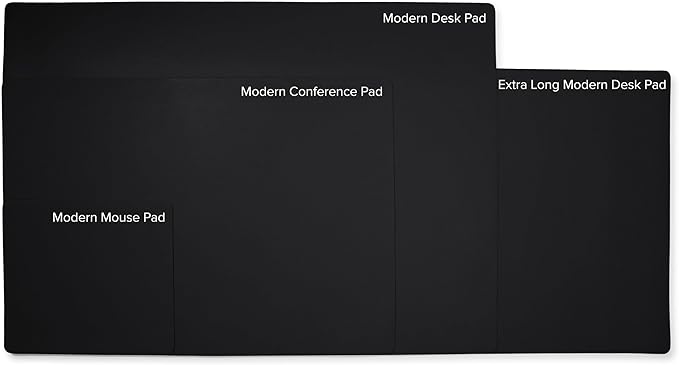 Leatherology Premium Black Modern Mouse Pad – Full Grain Leather Desk Pad with Microsuede Base & Slim Travel Design