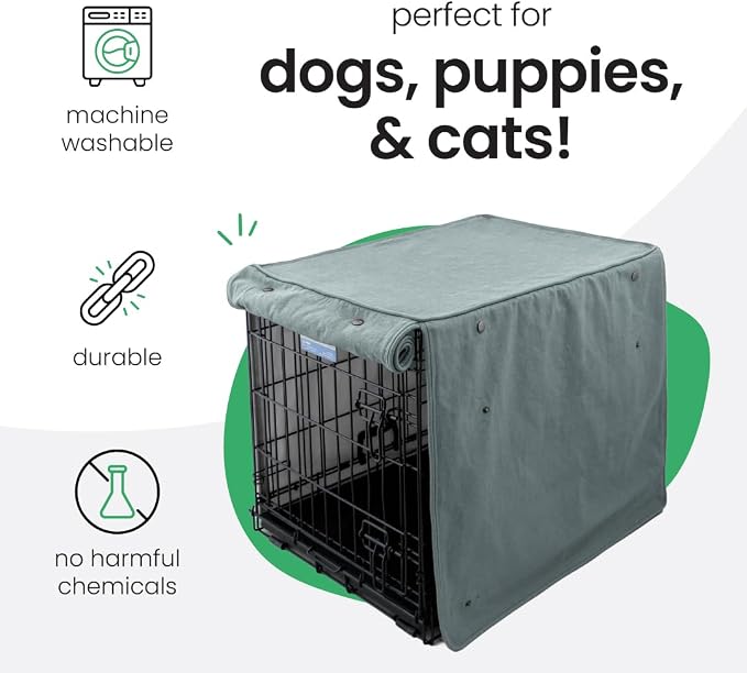 Molly Mutt Quiet Light Dog Crate Cover, GOTS-Certified 100% Organic Cotton Canvas Cover for Dog or Puppy Kennel and Cage, Washable, Free of Harmful Chemicals, Medium/Large, Fits 30"x19"x21" Crate