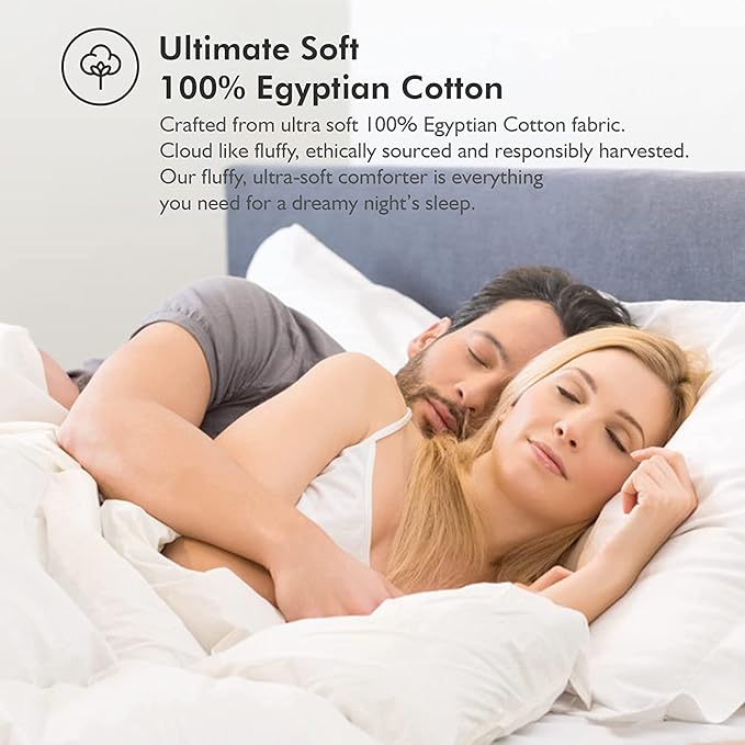 Luxurious Full/Queen Goose Down Comforter, Unique Gray Pinch Pleat, 600 Thread Count, 100% Egyptian Cotton Cover, 70 Oz Fill Weight, 750 Fill Power