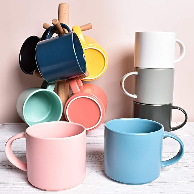 Bosmarlin Matte Ceramic Coffee Mug for Office and Home, 13 oz, Dishwasher and Microwave Safe (Pink, 1)