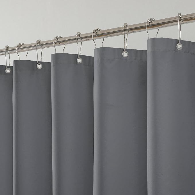 1 Pack Water-Repellent Fabric Shower Curtain Liner - Hotel Quality Machine Washable, 3 Heavy-Duty Magnets with Rustproof Grommets & Weighted Hem, Standard Size 72x72in Grey