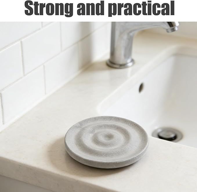 Diatomite Soap Dish: Compact Self-Dry Soap Container - Bathroom Accessory Stone Drying Mat for Kitchen Counter Countertop - Water Absorbing Coaster