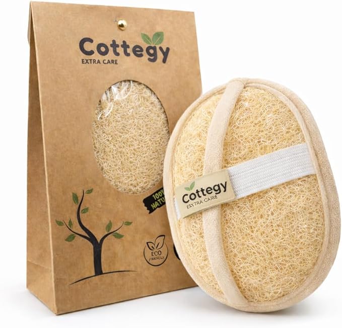 Egyptian Loofah Exfoliating Scrubber - Natural Loofah Exfoliating Body Scrubber - Eco-Friendly Bath & Shower Sponge for Face & Body, 100% Natural, Men & Women - Double face (1, Large)