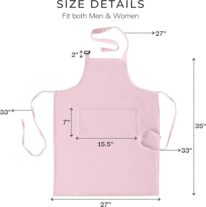 RAJRANG 100% Cotton Cooking Apron with 3 Pockets Kitchen Chef BBQ Adjustable Bib Aprons for Women Men