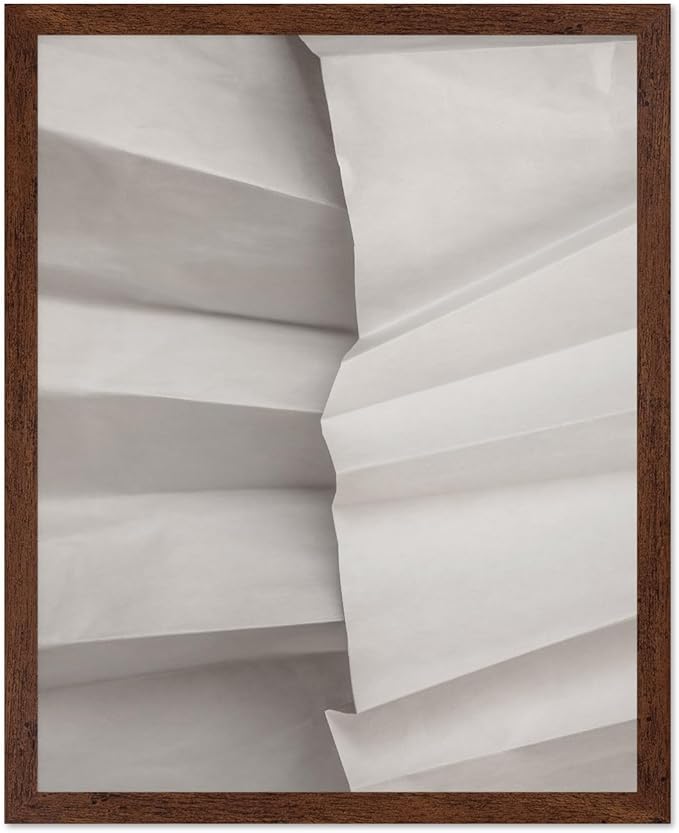 Monem Art Minimalist Folded Paper Texture Print - Neutral Abstract Modern Art Poster - Wall Decor for Living Room, Bedroom or Office - 8x10 Brown Framed Wall Art by Mareike Bohmer