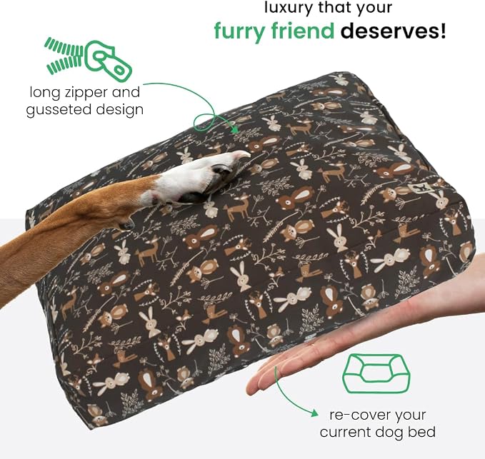 Molly Mutt Medium to Large Dog Bed Cover - Gorgeous Beasts Print - Measures 27”X36”X5’’ - 100% Cotton - Durable - Breathable - Sustainable - Machine Washable Dog Bed Cover (Dd72b)