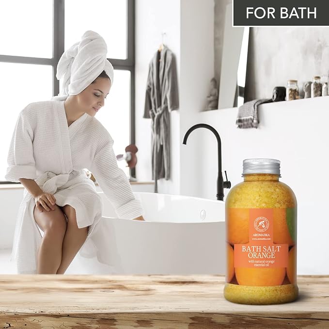 Orange Bath Salts w/Natural Orange Essential Oil 21.16 Oz - Good for Beauty - Bathing - Body Care - Wellness - Spa - Bath