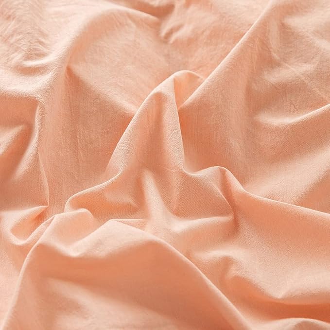 FACE TWO FACE Bedding Duvet Cover Set100% Washed Cotton Duvet Cover Linen Like Textured Breathable Durable Soft Comfy (Twin, Pink)