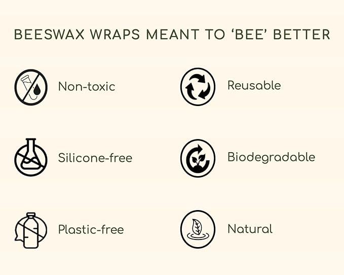 Truebee Reusable Beeswax Food Wraps 7-Pack Summer Orchard – Non Toxic, Plastic Free, Silicone Free, Sustainable, Environmentally Friendly, Organic Cotton Beeswax Wraps (S, M, L)
