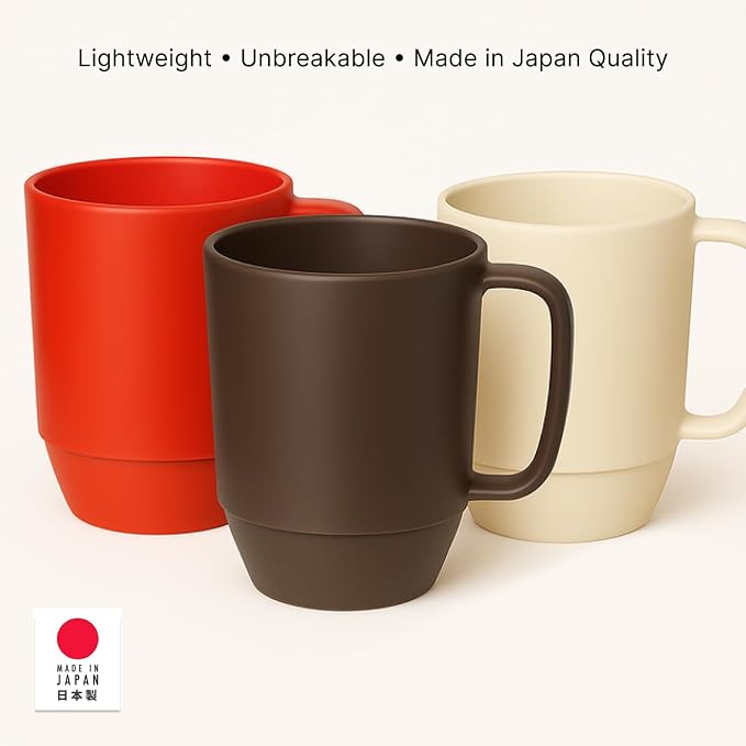 JapanBargain, 10-Pack Japanese Plastic Mug 12oz, Unbreakable Camping Coffee Tea Cup, Kid’s Milk Juice Travel Mug, BPA-Free, Microwavable, Dishwasher Safe, Made in Japan, White