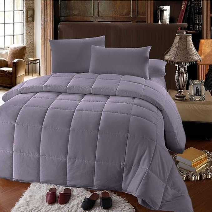 Royal Hotel Bedding Plush Down Alternative Comforter Duvet Insert with Corner Tabs - All-Season Hypoallergenic Comforter Reversible - 100% Plush Down Alternative Fill - Oversized King, Gray