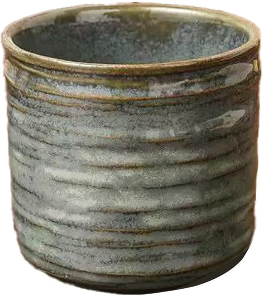 Vintage Ceramic Mug, Japanese Tea Cup 6oz Cup No Handle Drinking Cup for Espresso, Cortado, Matcha, Green Tea, Microwave and Dishwasher Safe, Kiln Transformation Cup (Vintage Bronze)