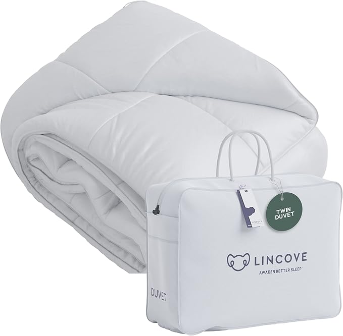 Down Alternative Comforter – Corner Loops in Each Corner, 400 Thread Count 100% Cotton Sateen Shell, Soft and Plush Feel, Twin Size: 64”x90”