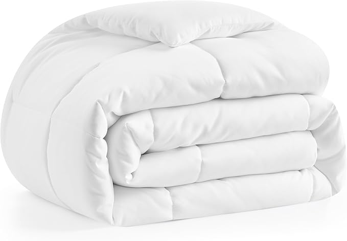 Casual Living Twin XL Duvet Insert Comforter Cooling Blanket Lightweight Hypoallergenic Reversible White Comforter Fluffy Bedding Down Alternative Washable for College Dorm Essentials, Twin XL, White