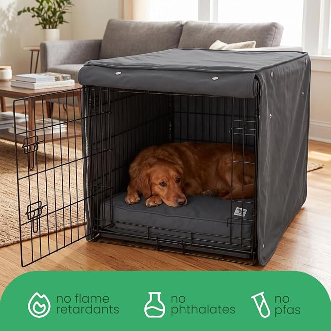 Molly Mutt I'm a Realist Dog Crate Cover, 100% Cotton Canvas Cover with 2 Roll-Up Panels, Ideal for Dog or Cat Crate, Durable, Washable, and Free of Harmful Chemicals, 48" x 30" x 33"