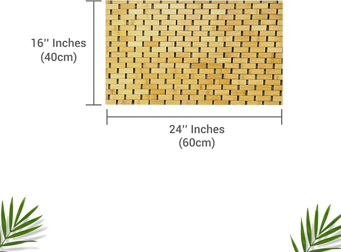 Bamboo Bath Mat 24 x 16 Inches and Wooden Soap Dish Set Bathroom Rugs Bathtub Mat Non Slip Bath Mats for Bathroom, Kitchen Sauna Spa Hot Tub Outdoor Decor