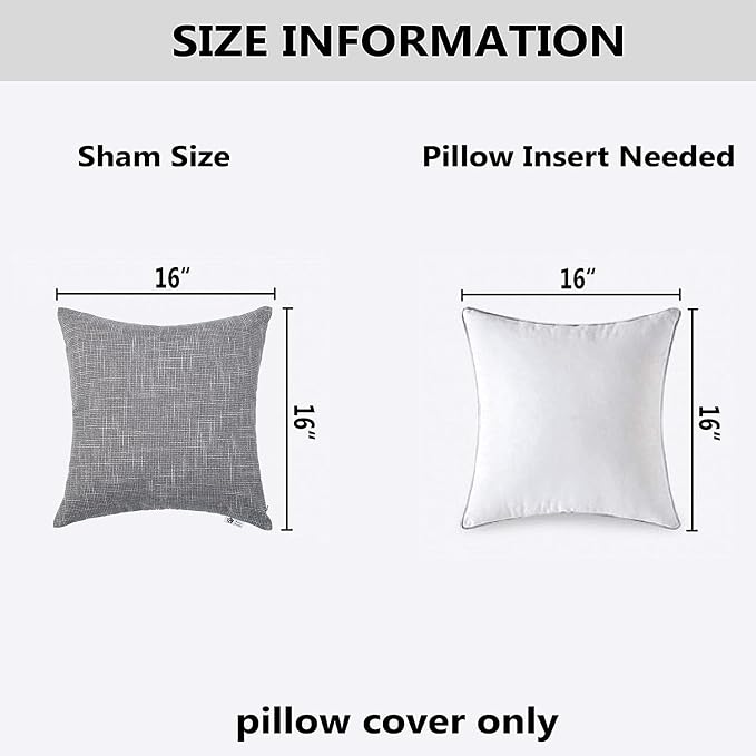 Kevin Textile 2 Packs Decorative Square Pillows Cover Outdoor Throw Pillows Cushion Covers for Chair, 16 x 16 inches, 40cm, Grey