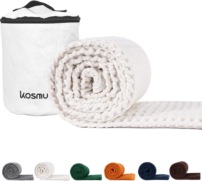 Luxury Organic Japanese Cotton Waffle Bath Towel | Thick, Absorbent, Quick Dry Bathroom Towels for Shower, Sauna, Onsen| Hotel & Spa Quality, Gift-Ready (Shell White, Bath Sheet, 67" x 34")