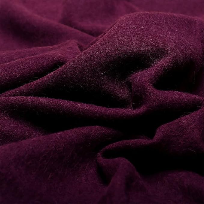 Superfine Alpaca Wool Throw Blanket - Lightweight Alpaca Merino Wool Throw Blankets for Using Indoors or Outdoors | Soft Peruvian Alpaca Blanket Wool Blanket Solid Color 72" x 60" (Plum)