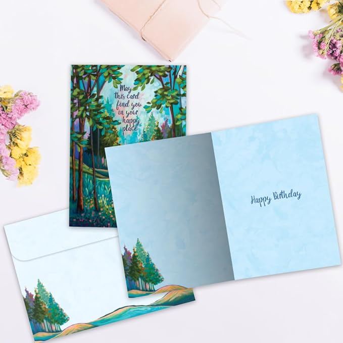 Tree-Free Greetings - Birthday Cards - Artful Designs - 1 Card + Matching Envelope - Made in USA - 100% Recycled Paper - 5"x7" - Happy Place (GO65464)