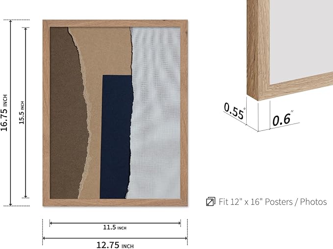Monem Art Torn Paper Neutral Collage Print - Minimalist Scandinavian Abstract Poster - Wall Decor for Living Room, Bedroom or Office - 12x16 Beige Framed Wall Art by Mareike Bohmer