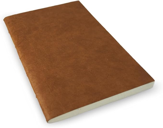Nepali Companion Notebook with Handmade Paper and Vegetable-Dyed Cover, Vintage 5.5x8.5 inch Composition Notebook for Office, School, and Home, Handcrafted in Nepal (Medium, Terra Cotta)