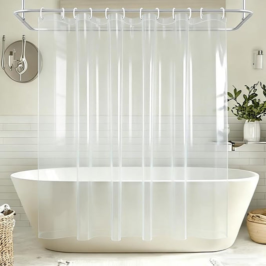 Heavy Duty Shower Curtain Liner Clear - PEVA Waterproof Shower Curtain with Rustproof Grommets with 12 Plastic Hooks - 72x72in 8G