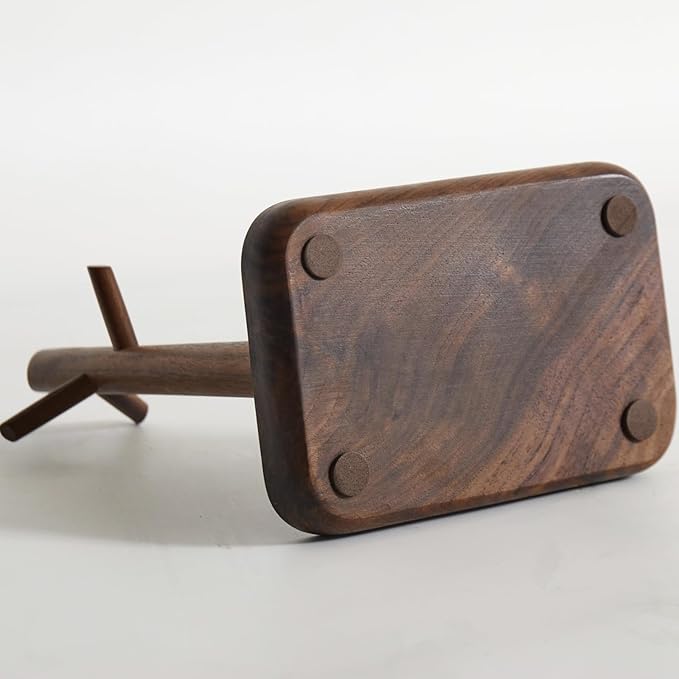 Black Walnut Solid Wood Key Dish Bowl for Entryway Table Square Tray With 3 Hooks, Open Storage for Keys, Wallet, Jewelry (Walnut, small)
