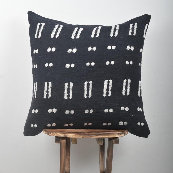 Trade Star 100% Cotton Throw Pillow Cover Handloom Square Cushion Case Tribal Print Bedding Sofa Cushion Case Farmhouse Floor Decor Cushion Cover Handmade for Room Decor (18x18 Inches)