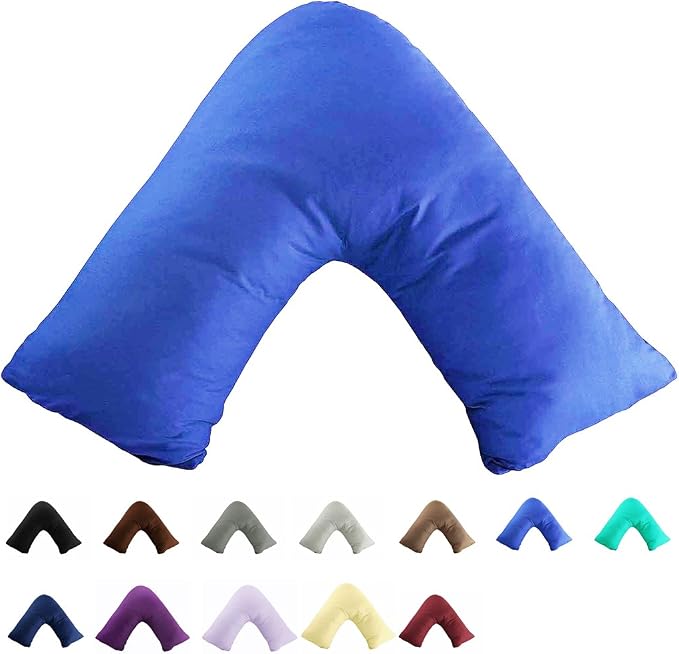 TAOSON 100% Cotton 300 Thread Count Soild Envelope Style V Shaped/Tri/Boomerang Standard Pillow Case Cushion Cover Only Cover No Insert (Royal Blue)