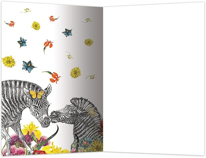 Tree-Free Greetings - All Occasion Cards - Artful Designs - 12 Greeting Cards + White Envelopes - Made in USA - 100% Recycled Paper - 4 x 6 - Zebra Flowers (FS56866)