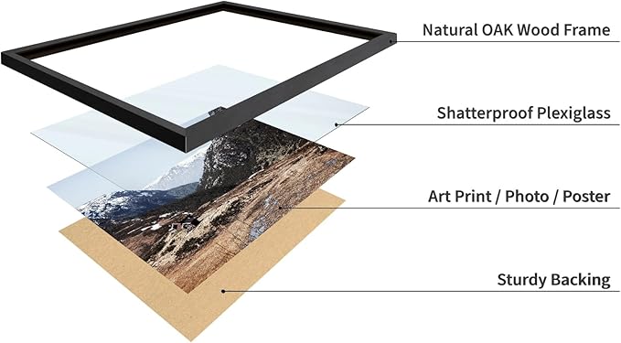 Monem Art Scandinavian Mountain Cabin Landscape Photography Print - Nordic Nature Scenic Art Poster - Wall Decor for Living Room, Bedroom or Office - 8x10 Black Framed Wall Art by Mareike Bohmer