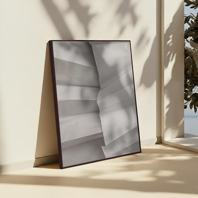 Monem Art Minimalist Folded Paper Texture Print - Neutral Abstract Modern Art Poster - Wall Decor for Living Room, Bedroom or Office - 24x32 Brown Framed CANVAS Wall Art by Mareike Bohmer