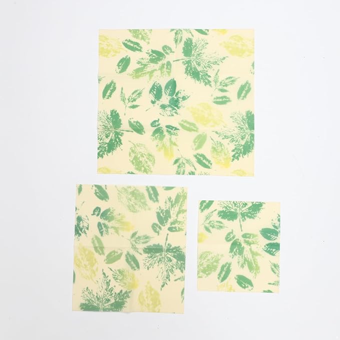 Bee's Wrap Beeswax Wraps for Food - Reusable Food Wraps, Sandwich Wrap & Bowl Covers Green Leaves One Size