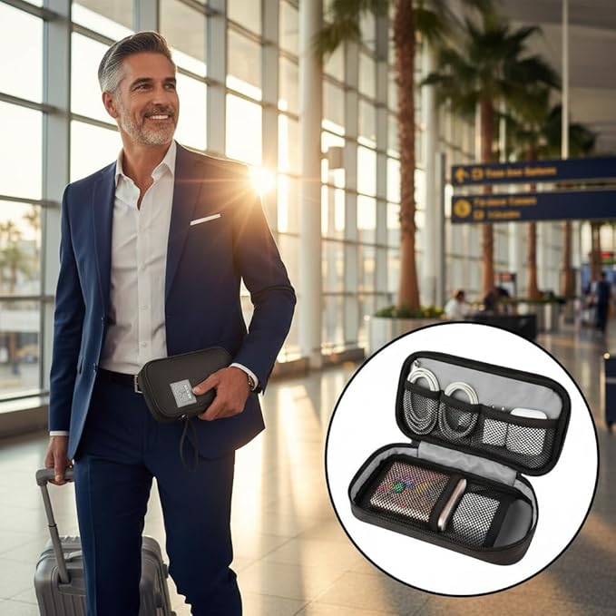 GOX Cable Organizer Pouch – Case for Chargers and Cords, Cord Organizer Travel Black, Small Cable Organizer Bag for Earbuds & Tech Accessories(Black)
