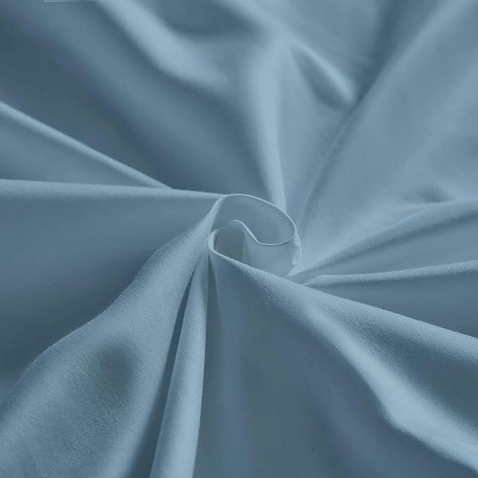 100% Real Certified Organic Cotton Bedsheet Set, Twin-XL Size 6 Piece 800-Thread-Count Sheet Set, [1 Fitted + 1 Flat + 4 Pillowcases], Extra 30" Deep Pocket - Light Blue