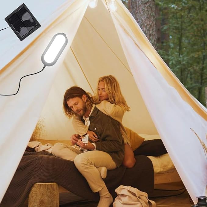 Tiiyee Solar Pendant Light, Solar Shed Light Outdoor Indoor Hanging Barn Lamp Wall Mounted Pull Cord Switch Waterproof Energy Saving for Camping Garden Patio Chicken Coop Gazebo Barn Daytime Available