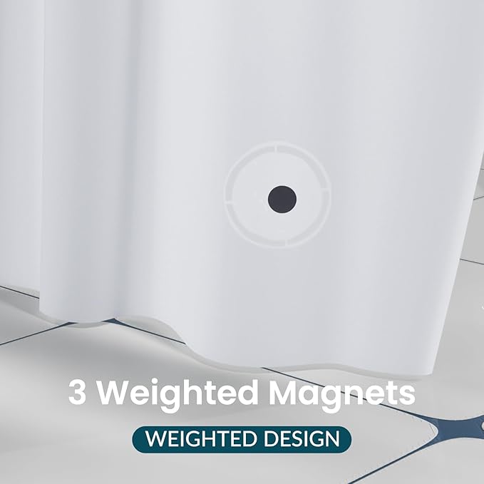 Titanker White Shower Curtain Liner, 72x65 PEVA Shower Liner Inside Shower Curtain Liner Washable Shower Curtains for Bathroom with Magnets and Rustproof Metal Grommet Holes