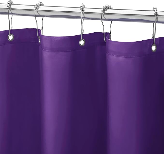 Gibelle Purple Fabric Shower Curtain or Liner, 72x72 Waterproof Shower Curtain Liner for Bathroom with Metal Grommets, Soft Cloth & Hotel Quality, Machine Washable
