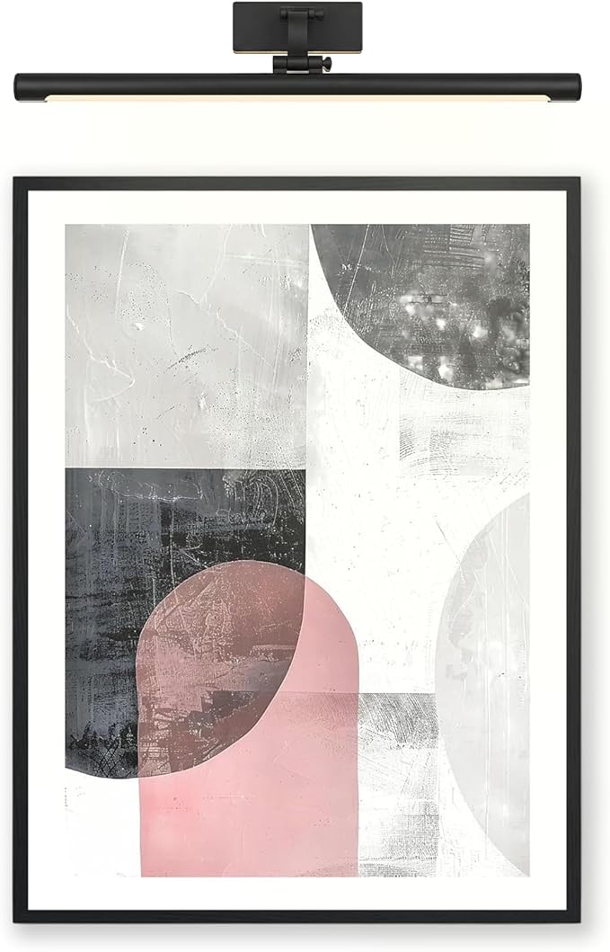 Moonow7 Neutral Wall Art Prints, Minimalist Poster in Grey, Black, and Blush Pink, for Bedroom, Living Room, Office, and Hallway, Contemporary Decor Unframed Size 11x14 / 27x35 cm