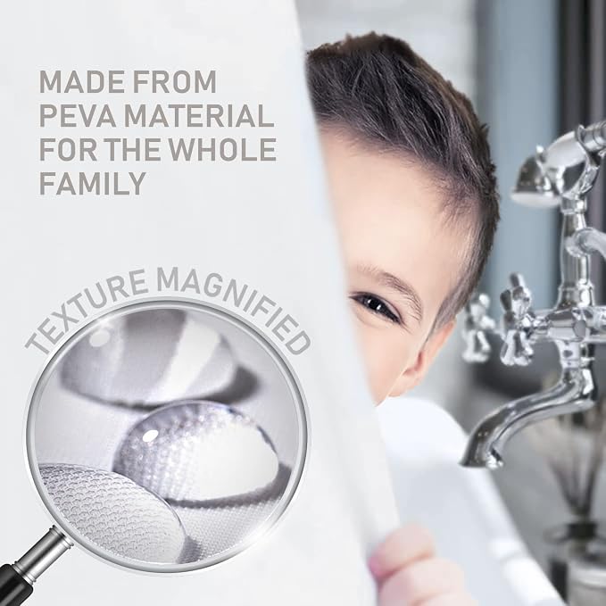 Shower Curtain Liner - Heavy Duty 6 Guage PEVA - Built in 3 Weighted Magnets - 12 Aluminium Grommets (2, White, 72" x 72")