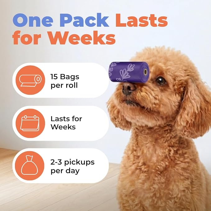 Best Pet Supplies Dog Poop Bags for Waste Refuse Cleanup, Doggy Roll Replacements for Outdoor Puppy Walking and Travel, Leak Proof and Tear Resistant, Thick Plastic - Purple (Scented), 240 Bags