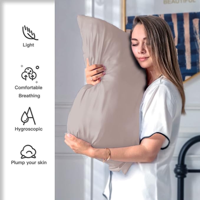 Natural Mulberry Silk Pillowcase for Hair and Skin Queen Size 20"X30" Pillow Case with Hidden Zipper Soft Breathable Smooth Cooling Silk Pillow Covers for Sleeping (Lotus Root Pink,Queen,1Pcs)