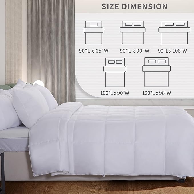 NEXHOME PRO Organic Natural Cooling Lightweight Comforter King,Viscose from Bamboo White 90"x 108" Down Alternative Cool Duvet Insert,Summer Bedding Blanket for Hot Sleepers,8 Corner Tabs